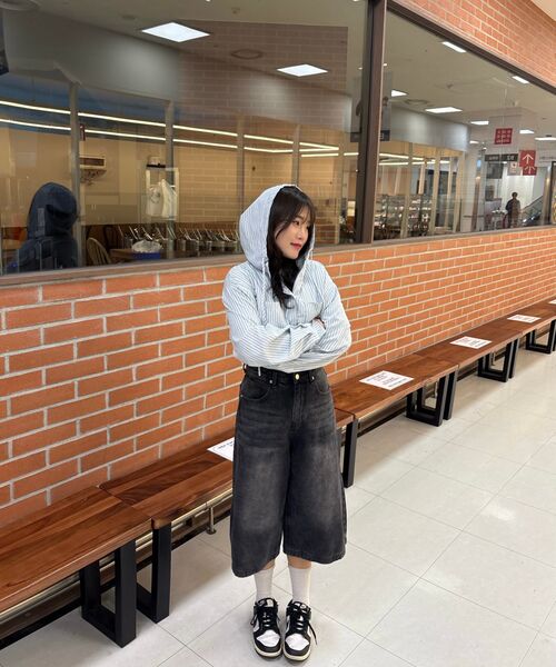 ACSHI(アクシ)の「夏 バミューダ ワイド 7部 ウォッシング デニムパンツ ユニセックス(黒青)(その他パンツ・レディース・その他・XS/S/M/L/XL/XXL)」の8枚目の写真