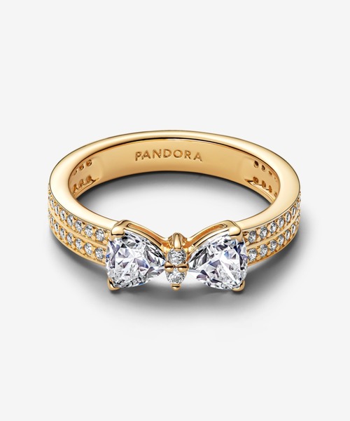 Pandoraスパークリング リボン ダブルロー リング セール】スパークリング リボン ダブルロー リング（リング）｜Pandora