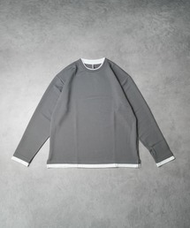 《ハニカムストレッチ レイヤード風Tシャツ》