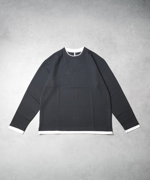 B.I.D.(ビーアイディー)の「《ハニカムストレッチ レイヤード風Tシャツ》(Tシャツ/カットソー・レディース・ホワイト/ブラック/グレー・MEDIUM)」の2枚目の写真