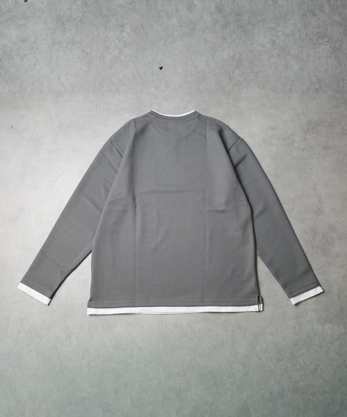 B.I.D.(ビーアイディー)の「《ハニカムストレッチ レイヤード風Tシャツ》(Tシャツ/カットソー・レディース・ホワイト/ブラック/グレー・MEDIUM)」の7枚目の写真