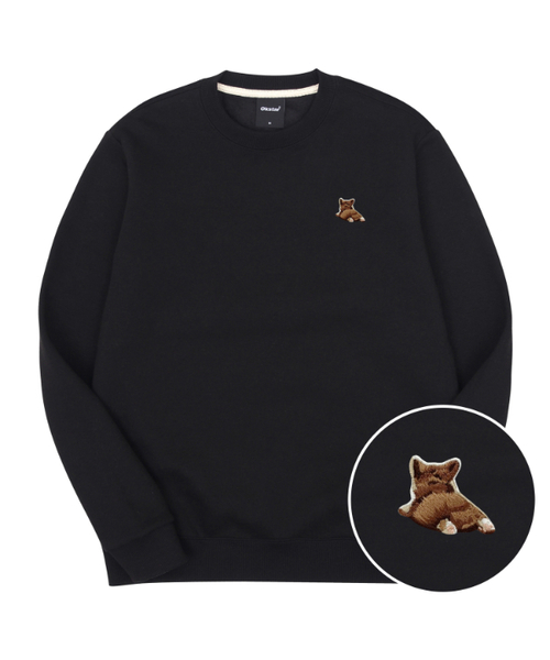 OKSTAR(オクスター)の「ウェルシュコーギー刺繍裏起毛オーバーサイズスウェット(スウェット・レディース・ネイビー/グレー/ブラック・X-LARGE/SMALL/MEDIUM/LARGE)」の2枚目の写真