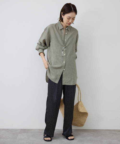 SLOBE IENA(スローブイエナ)の「ドットプリントサテンイージーパンツ(その他パンツ・レディース・ブラック/ホワイト・FREE)」の3枚目の写真