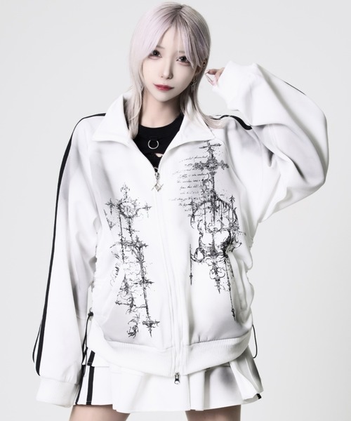 『REFLEM/レフレム』顔料加工プリントトラックジャージ ホワイト REFLEM/レフレム』顔料加工プリントトラックジャージ（ジャージ