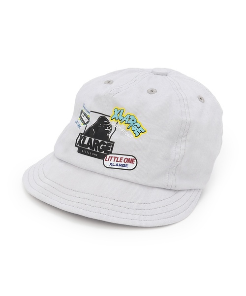 XLARGE KIDS(エクストララージキッズ)の「ロゴワッペン風プリント OGベビーキャップ(キャップ・キッズ・トップグレー/ブラック/ブルー・46-48cm)」の1枚目の写真