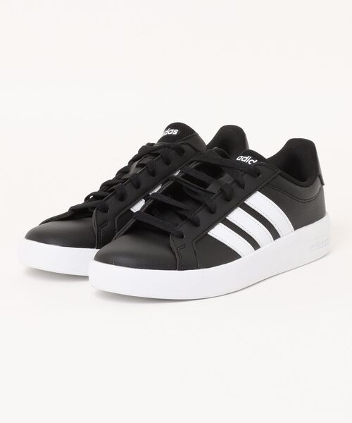 adidas(アディダス)の「adidas アディダス GRAND COURT BASE 3.0 U レディーススニーカー(グランドコートベース3.0U) HQ0082 コアブラック/フットウェアホワイト/コアブラック(スニーカー・レディース・ブラック・22.5cm/23.0cm/23.5cm/24.0cm/24.5cm/25.0cm)」の1枚目の写真