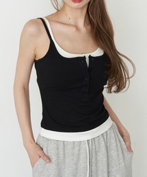 RAY CASSIN | パット付きレイヤードヘンリーネックキャミソール(キャミソール)