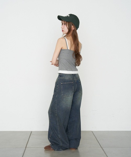 RAY CASSIN(レイカズン)の「パット付レイヤードヘンリーキャミ(キャミソール・レディース・ホワイト/ネイビー/グレー/ブラック・FREE)」の10枚目の写真