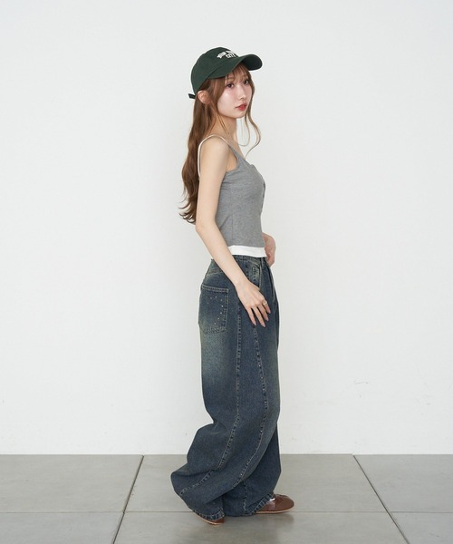 RAY CASSIN(レイカズン)の「パット付レイヤードヘンリーキャミ(キャミソール・レディース・ホワイト/ネイビー/グレー/ブラック・FREE)」の11枚目の写真