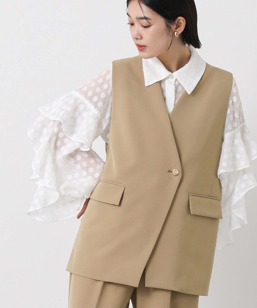 Gready Brilliant(グレディブリリアン)の「WクロスミディVネックベスト(その他アウター・レディース・ブラック/キャメル・36/38)」の2枚目の写真