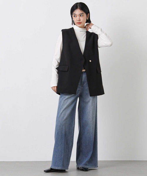 Gready Brilliant(グレディブリリアン)の「WクロスミディVネックベスト(その他アウター・レディース・ブラック/キャメル・36/38)」の6枚目の写真