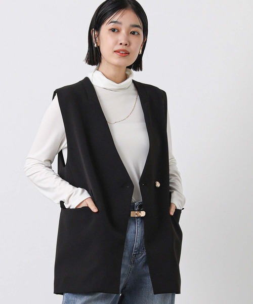 Gready Brilliant(グレディブリリアン)の「WクロスミディVネックベスト(その他アウター・レディース・ブラック/キャメル・36/38)」の10枚目の写真