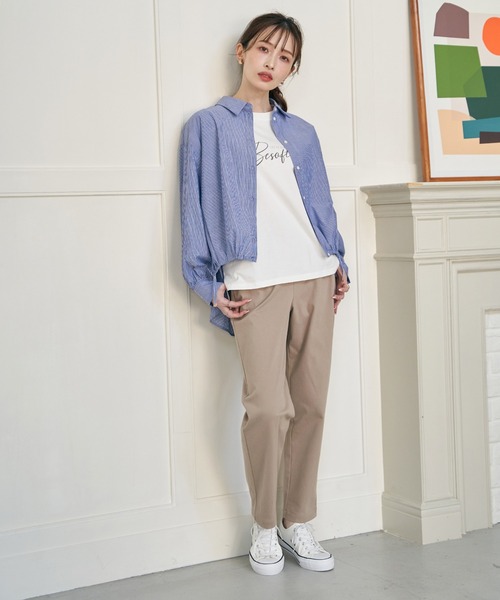 ikka(イッカ)の「【雑誌InRed4月号掲載】ドロストロングテールシャツ【親子コーデ】(シャツ/ブラウス・レディース・ホワイト/ネイビー/ブラウン系その他/グレー/ブルー・L/M/S)」の15枚目の写真