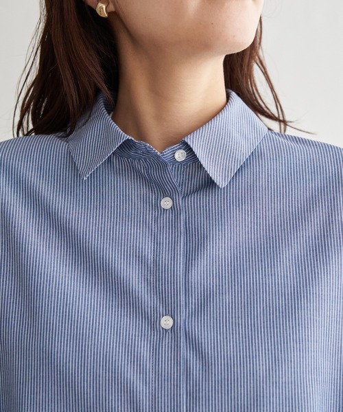 ikka(イッカ)の「【雑誌InRed4月号掲載】ドロストロングテールシャツ【親子コーデ】(シャツ/ブラウス・レディース・ホワイト/ネイビー/ブラウン系その他/グレー/ブルー・L/M/S)」の6枚目の写真