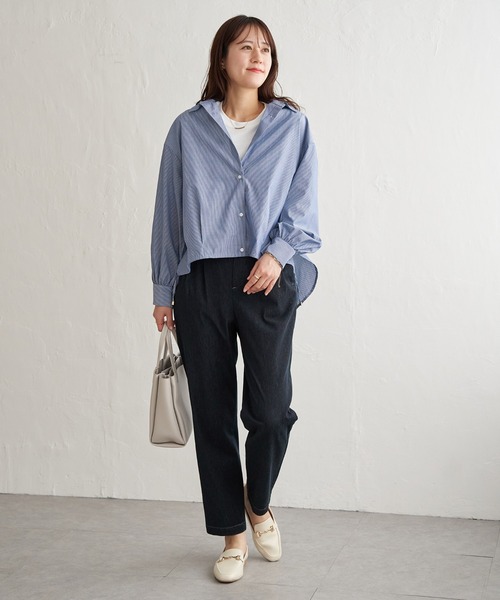 ikka(イッカ)の「【雑誌InRed4月号掲載】ドロストロングテールシャツ【親子コーデ】(シャツ/ブラウス・レディース・ホワイト/ネイビー/ブラウン系その他/グレー/ブルー・L/M/S)」の21枚目の写真