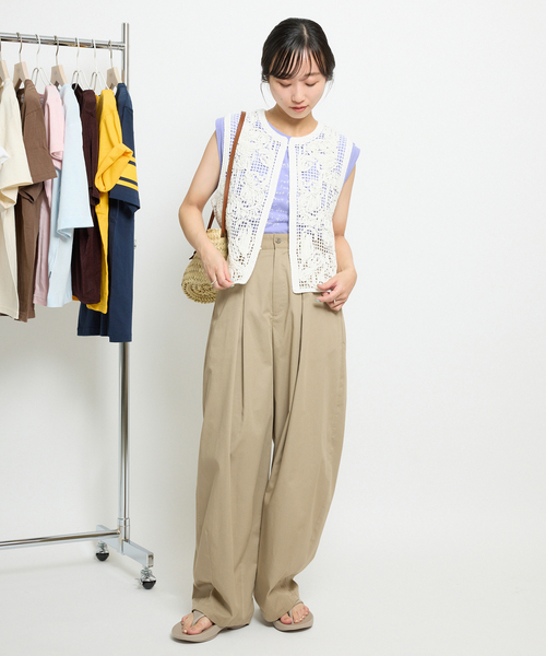 SLOBE IENA(スローブイエナ)の「《接触冷感/WEB限定/追加2》ライトチノタックカーブトラウザー(チノパンツ・レディース・ベージュ/ブラック・36/38)」の17枚目の写真