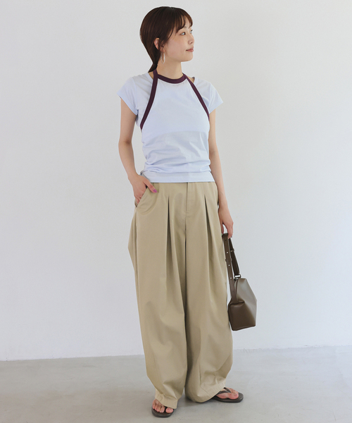 SLOBE IENA(スローブイエナ)の「《接触冷感/WEB限定/追加2》ライトチノタックカーブトラウザー(チノパンツ・レディース・ベージュ/ブラック・36/38)」の22枚目の写真