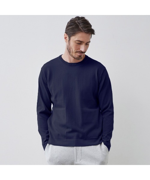 g-stage(ジーステージ)の「洗えるクルーネックニット(ニット/セーター・メンズ・ネイビー/ベージュ・48/46)」の2枚目の写真