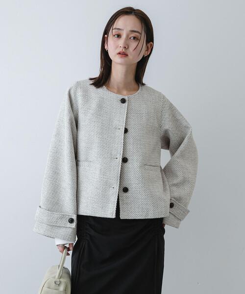 SENSE OF PLACE by URBAN RESEARCH（センスオブプレイスバイアーバンリサーチ）の「ツイードノーカラージャケット（ノーカラージャケット・レディース・ブラック系その他/ホワイト系その他・ONE）」の13枚目の写真