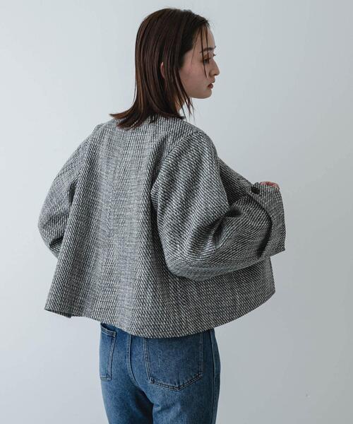 SENSE OF PLACE by URBAN RESEARCH（センスオブプレイスバイアーバンリサーチ）の「ツイードノーカラージャケット（ノーカラージャケット・レディース・ブラック系その他/ホワイト系その他・ONE）」の3枚目の写真