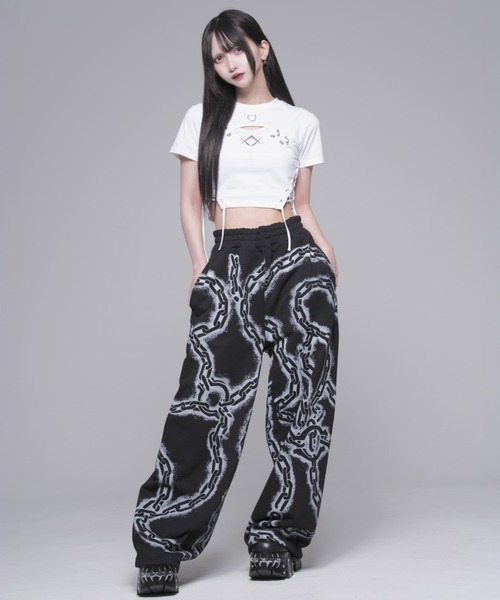 REFLEM(レフレム)の「『REFLEM/レフレム』チェーンプリントワイドスウェットパンツ(スウェットパンツ・レディース・グレー/ブラック・FREE)」の19枚目の写真
