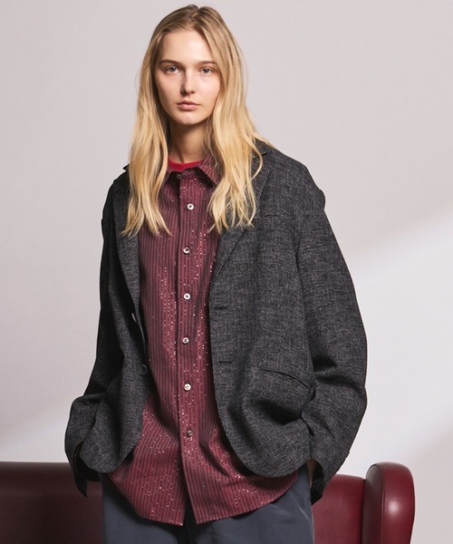 MAISON SPECIAL(メゾンスペシャル)の「《UNISEX》DRY Tweed Relax-Over 2B Tailored Jacket/ドライツイードリラックスオーバー2Bテーラードジャケット【MAISON SPECIAL/メゾンスペシャル】■セットアップ対応■(テーラードジャケット・メンズ・グレー/ブラック・2/1/0)」の2枚目の写真