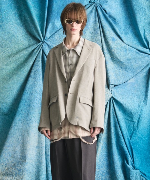 MAISON SPECIAL(メゾンスペシャル)の「《UNISEX》DRY Tweed Relax-Over 2B Tailored Jacket/ドライツイードリラックスオーバー2Bテーラードジャケット【MAISON SPECIAL/メゾンスペシャル】■セットアップ対応■(テーラードジャケット・メンズ・グレー/ブラック・2/1/0)」の4枚目の写真