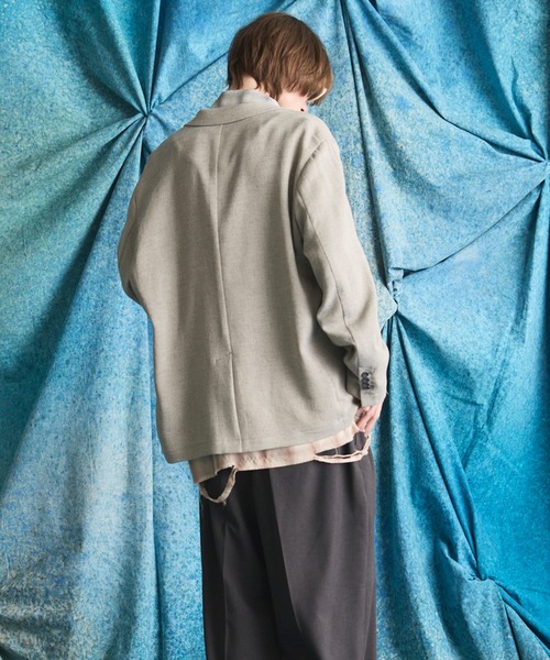 MAISON SPECIAL(メゾンスペシャル)の「《UNISEX》DRY Tweed Relax-Over 2B Tailored Jacket/ドライツイードリラックスオーバー2Bテーラードジャケット【MAISON SPECIAL/メゾンスペシャル】■セットアップ対応■(テーラードジャケット・メンズ・グレー/ブラック・2/1/0)」の6枚目の写真
