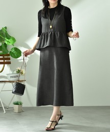 INTERPLANET（インタープラネット）の「リネンライクウエストペプラム切替ワンピース（ワンピース）」