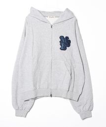 back logo appliqu_ zip hoodie