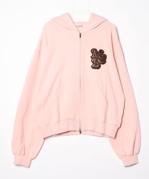 back logo appliqu_ zip hoodie