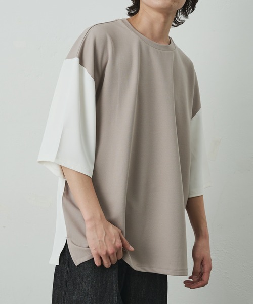 COLONY 2139（コロニートゥーワンスリーナイン）の「ジョーゼットフハクキリカエ半袖T（Tシャツ/カットソー・メンズ・ブラック/グレイッシュベージュ/ブラック系その他・MEDIUM/LARGE）」の3枚目の写真