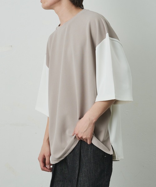 COLONY 2139（コロニートゥーワンスリーナイン）の「ジョーゼットフハクキリカエ半袖T（Tシャツ/カットソー・メンズ・ブラック/グレイッシュベージュ/ブラック系その他・MEDIUM/LARGE）」の5枚目の写真