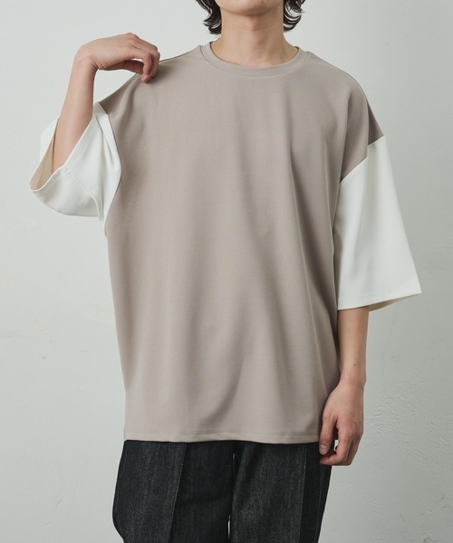 COLONY 2139（コロニートゥーワンスリーナイン）の「ジョーゼットフハクキリカエ半袖T（Tシャツ/カットソー・メンズ・ブラック/グレイッシュベージュ/ブラック系その他・MEDIUM/LARGE）」の4枚目の写真