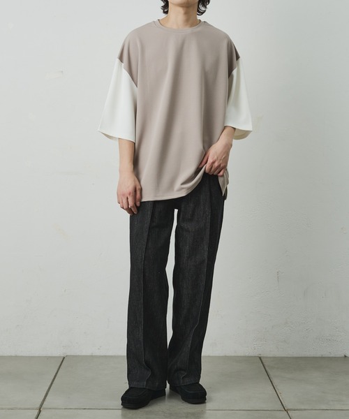 COLONY 2139（コロニートゥーワンスリーナイン）の「ジョーゼットフハクキリカエ半袖T（Tシャツ/カットソー・メンズ・ブラック/グレイッシュベージュ/ブラック系その他・MEDIUM/LARGE）」の7枚目の写真