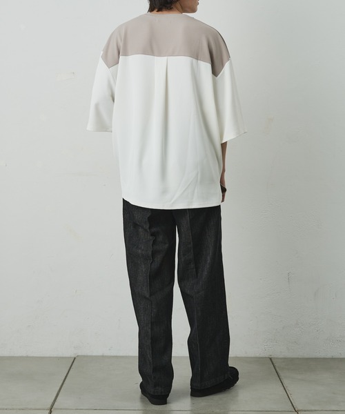 COLONY 2139（コロニートゥーワンスリーナイン）の「ジョーゼットフハクキリカエ半袖T（Tシャツ/カットソー・メンズ・ブラック/グレイッシュベージュ/ブラック系その他・MEDIUM/LARGE）」の9枚目の写真