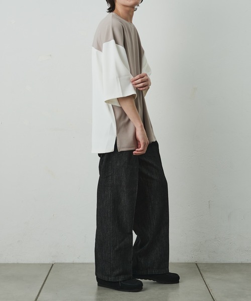 COLONY 2139（コロニートゥーワンスリーナイン）の「ジョーゼットフハクキリカエ半袖T（Tシャツ/カットソー・メンズ・ブラック/グレイッシュベージュ/ブラック系その他・MEDIUM/LARGE）」の10枚目の写真