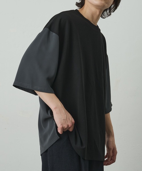 COLONY 2139（コロニートゥーワンスリーナイン）の「ジョーゼットフハクキリカエ半袖T（Tシャツ/カットソー・メンズ・ブラック/グレイッシュベージュ/ブラック系その他・MEDIUM/LARGE）」の14枚目の写真