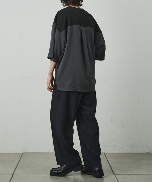 COLONY 2139（コロニートゥーワンスリーナイン）の「ジョーゼットフハクキリカエ半袖T（Tシャツ/カットソー・メンズ・ブラック/グレイッシュベージュ/ブラック系その他・MEDIUM/LARGE）」の16枚目の写真