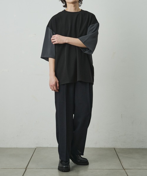 COLONY 2139（コロニートゥーワンスリーナイン）の「ジョーゼットフハクキリカエ半袖T（Tシャツ/カットソー・メンズ・ブラック/グレイッシュベージュ/ブラック系その他・MEDIUM/LARGE）」の15枚目の写真