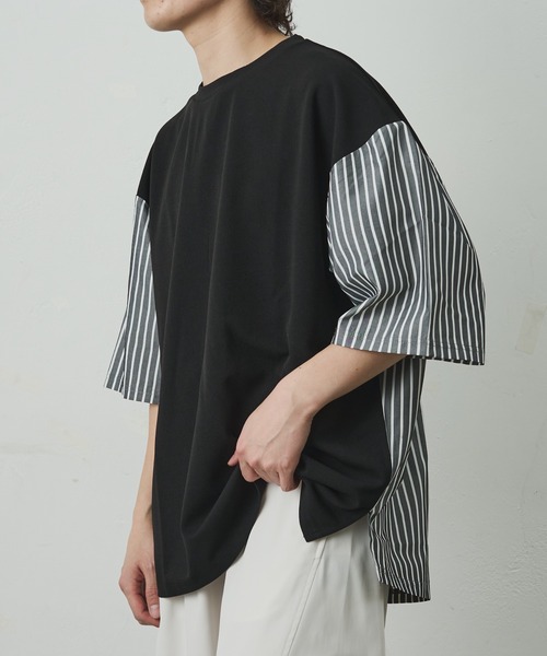 COLONY 2139（コロニートゥーワンスリーナイン）の「ジョーゼットフハクキリカエ半袖T（Tシャツ/カットソー・メンズ・ブラック/グレイッシュベージュ/ブラック系その他・MEDIUM/LARGE）」の18枚目の写真