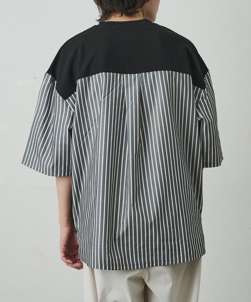 COLONY 2139（コロニートゥーワンスリーナイン）の「ジョーゼットフハクキリカエ半袖T（Tシャツ/カットソー・メンズ・ブラック/グレイッシュベージュ/ブラック系その他・MEDIUM/LARGE）」の19枚目の写真