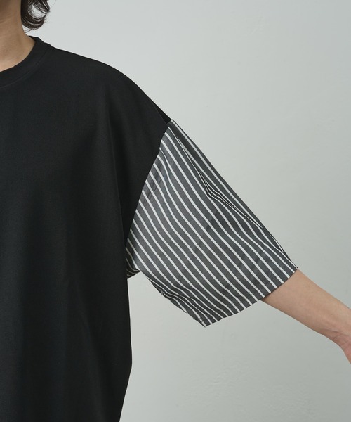 COLONY 2139（コロニートゥーワンスリーナイン）の「ジョーゼットフハクキリカエ半袖T（Tシャツ/カットソー・メンズ・ブラック/グレイッシュベージュ/ブラック系その他・MEDIUM/LARGE）」の22枚目の写真