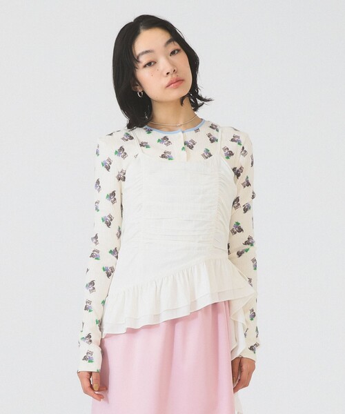 Ray BEAMS（レイビームス）の「裾 フレアー キャミソール（キャミソール・レディース・ホワイト/ブラック・1/0）」の2枚目の写真