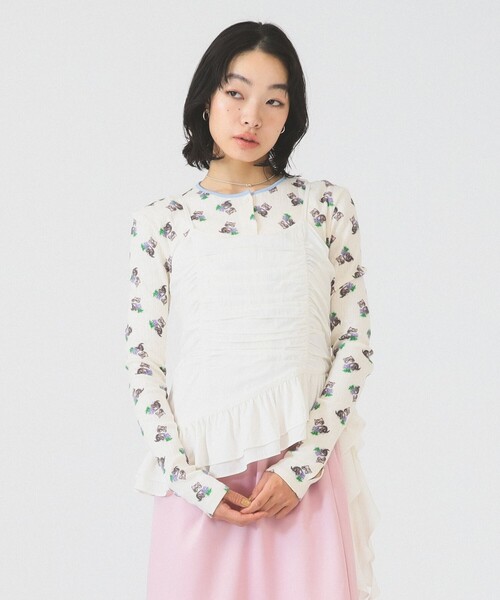 Ray BEAMS（レイビームス）の「裾 フレアー キャミソール（キャミソール・レディース・ホワイト/ブラック・1/0）」の6枚目の写真