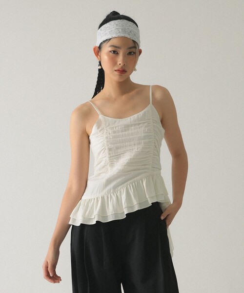 Ray BEAMS（レイビームス）の「裾 フレアー キャミソール（キャミソール・レディース・ホワイト/ブラック・1/0）」の11枚目の写真