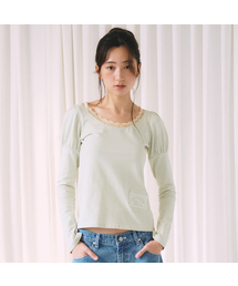 Daisy Lace Puff Longsleeve, Green