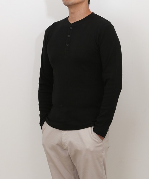 JEMORGAN(ジェーイーモーガン)の「JEMORGAN テレコ ヘンリーネックL S(Tシャツ/カットソー・メンズ・ブラック/オフホワイト/杢グレー・L/XL/M)」の5枚目の写真