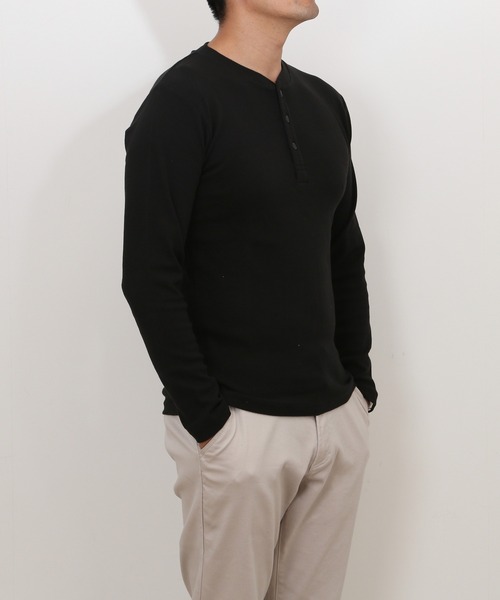 JEMORGAN(ジェーイーモーガン)の「JEMORGAN テレコ ヘンリーネックL S(Tシャツ/カットソー・メンズ・ブラック/オフホワイト/杢グレー・L/XL/M)」の6枚目の写真