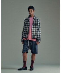 ADAMPATEK/short length bleached check zipup shirt/ショート丈ZIPチェックシャツ(AP2615012)